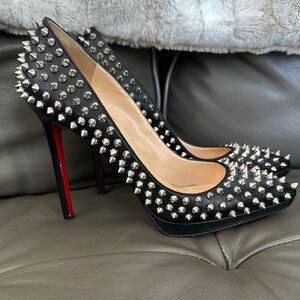 Christian Louboutin Black and Red Pigalle  High Heeled Stiletto Pumps